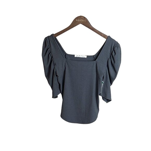 We the Free Ribbed Square Neck Cropped Ribbed Top Charcoal Gray Size M NWT - Picture 6 of 8